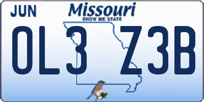 MO license plate OL3Z3B