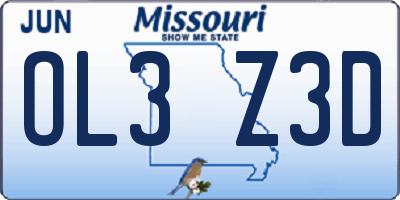 MO license plate OL3Z3D