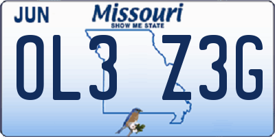 MO license plate OL3Z3G