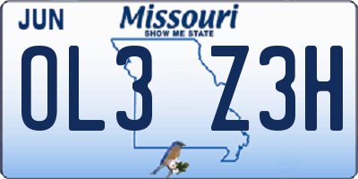 MO license plate OL3Z3H