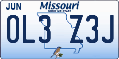 MO license plate OL3Z3J