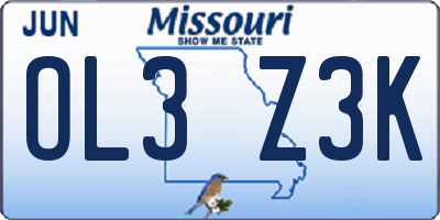 MO license plate OL3Z3K