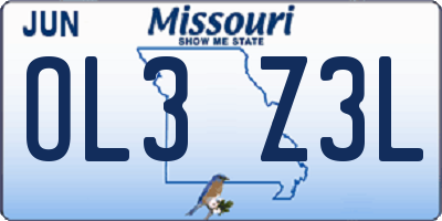 MO license plate OL3Z3L