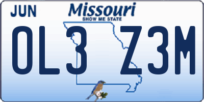 MO license plate OL3Z3M