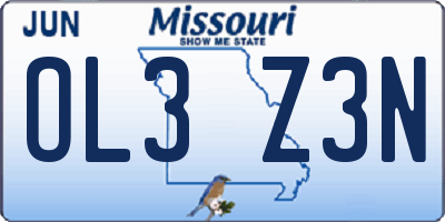 MO license plate OL3Z3N