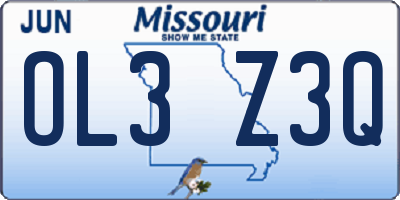 MO license plate OL3Z3Q