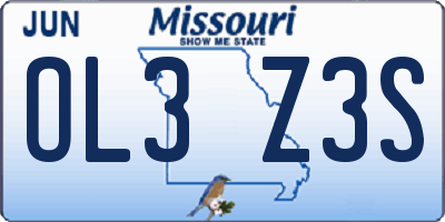 MO license plate OL3Z3S