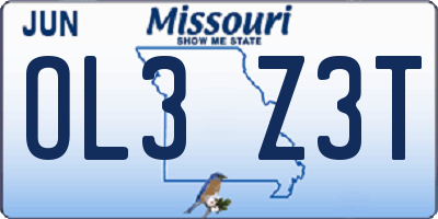MO license plate OL3Z3T