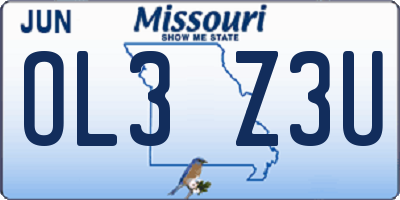 MO license plate OL3Z3U