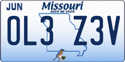 MO license plate OL3Z3V