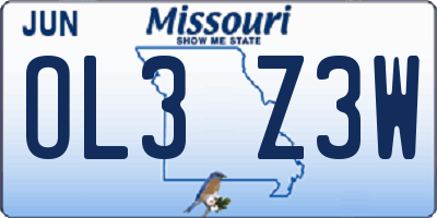MO license plate OL3Z3W
