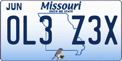 MO license plate OL3Z3X