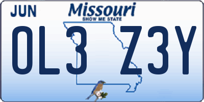 MO license plate OL3Z3Y