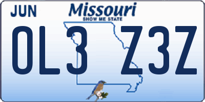 MO license plate OL3Z3Z