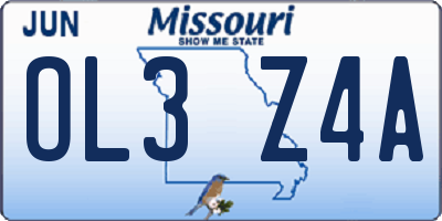 MO license plate OL3Z4A