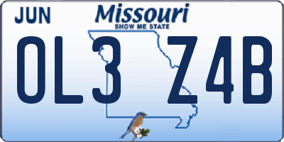 MO license plate OL3Z4B