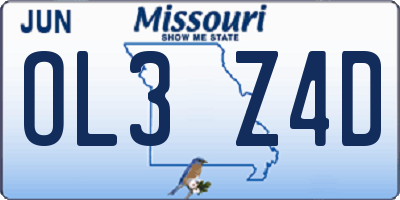 MO license plate OL3Z4D