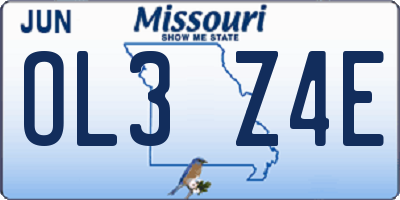 MO license plate OL3Z4E