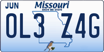 MO license plate OL3Z4G