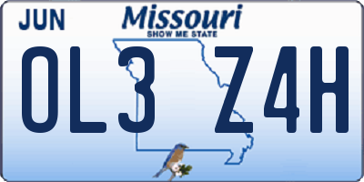 MO license plate OL3Z4H