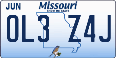 MO license plate OL3Z4J