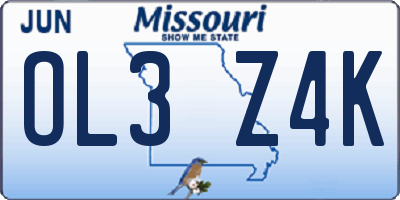 MO license plate OL3Z4K