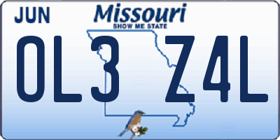 MO license plate OL3Z4L