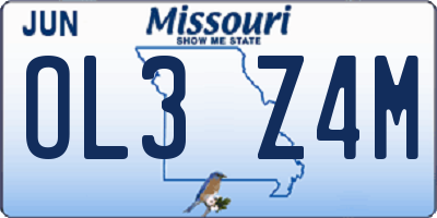 MO license plate OL3Z4M