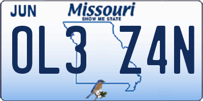 MO license plate OL3Z4N