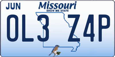 MO license plate OL3Z4P