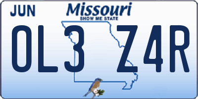 MO license plate OL3Z4R