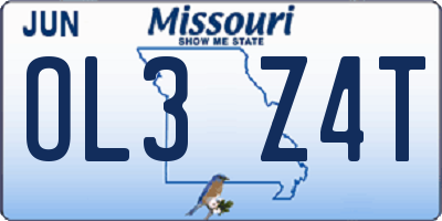 MO license plate OL3Z4T