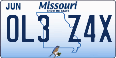 MO license plate OL3Z4X