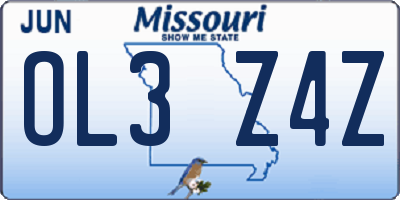 MO license plate OL3Z4Z