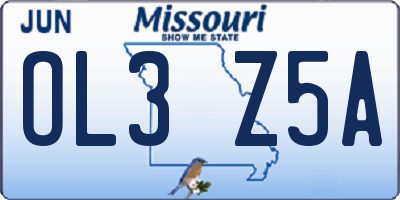 MO license plate OL3Z5A