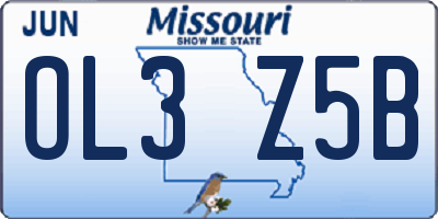 MO license plate OL3Z5B