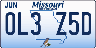 MO license plate OL3Z5D