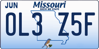 MO license plate OL3Z5F