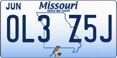 MO license plate OL3Z5J