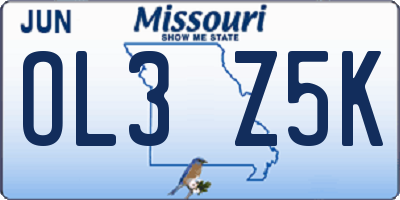 MO license plate OL3Z5K