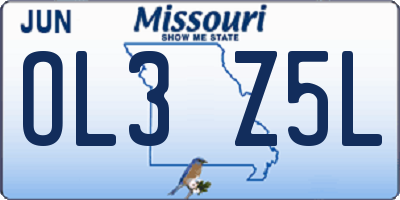 MO license plate OL3Z5L