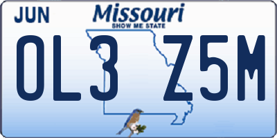MO license plate OL3Z5M
