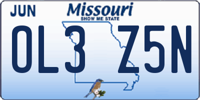 MO license plate OL3Z5N