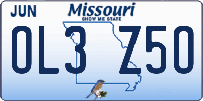 MO license plate OL3Z5O