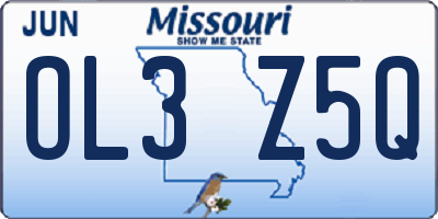 MO license plate OL3Z5Q