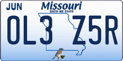 MO license plate OL3Z5R