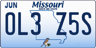 MO license plate OL3Z5S