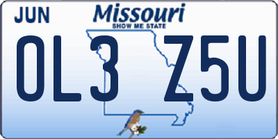 MO license plate OL3Z5U