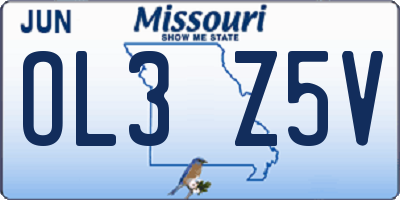 MO license plate OL3Z5V