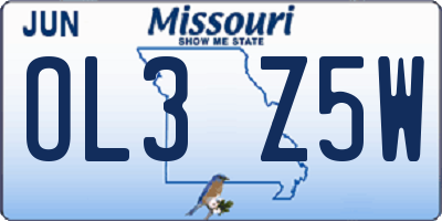 MO license plate OL3Z5W